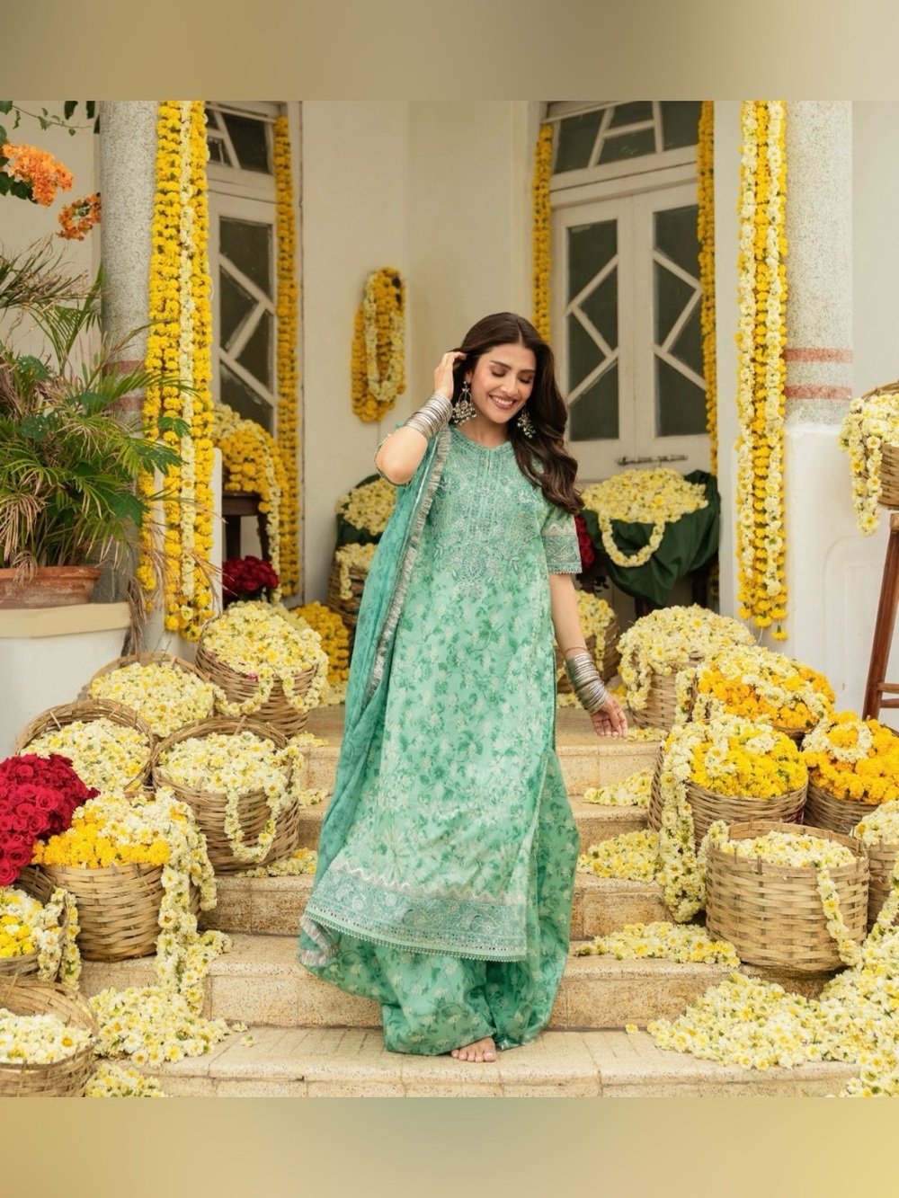 Mint Green Embroidered Women's Indian Pakistani Dress brand SAPPHIRE